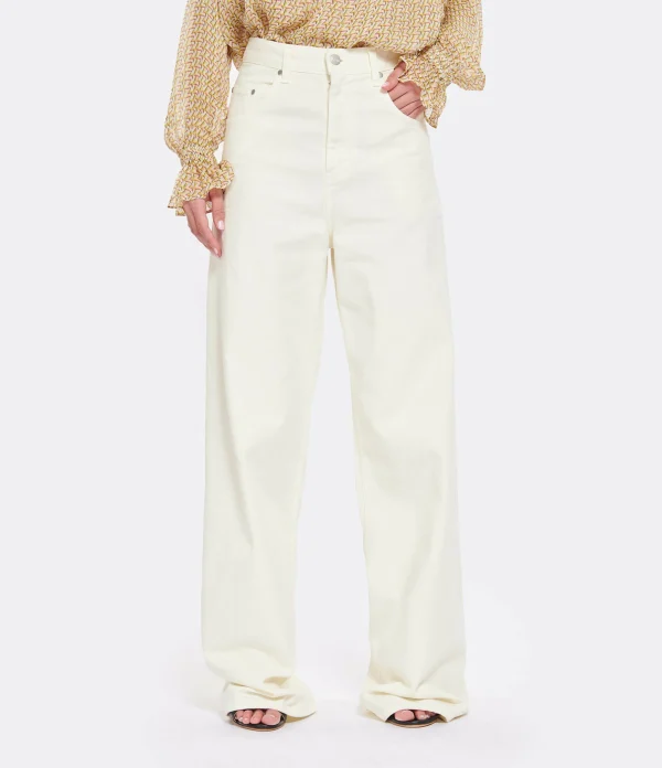 MARGAUX LONNBERG Pantalon Parker Denim Coton Écru 5