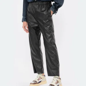 MM6 Maison Margiela Pantalon Droit Simili Cuir Noir 18