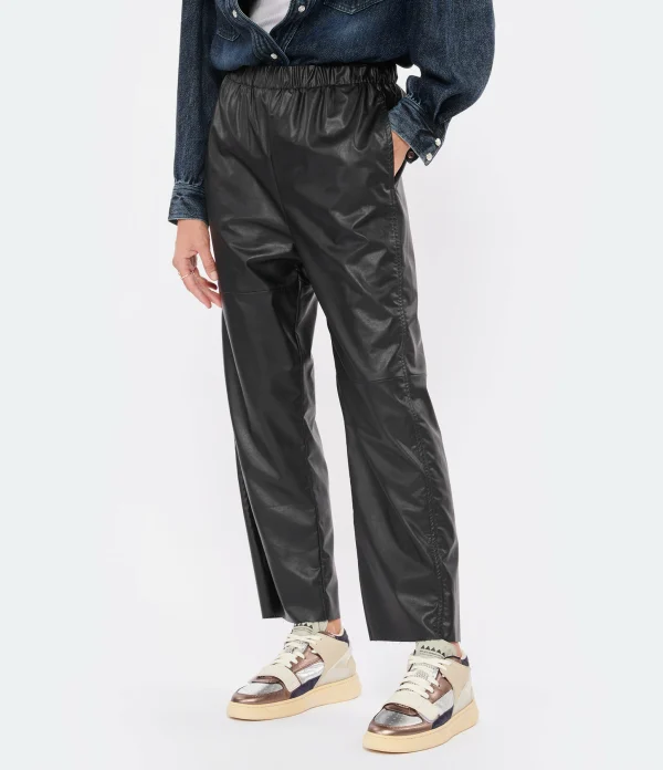 MM6 Maison Margiela Pantalon Droit Simili Cuir Noir 5