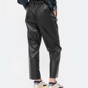 MM6 Maison Margiela Pantalon Droit Simili Cuir Noir 20