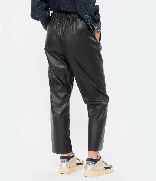 MM6 Maison Margiela Pantalon Droit Simili Cuir Noir 6