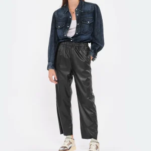 MM6 Maison Margiela Pantalon Droit Simili Cuir Noir 16