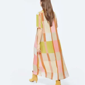 Momoni Robe Laurelle Soie Rose Jaune 12