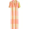 Momoni Robe Laurelle Soie Rose Jaune 10