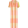 Momoni Robe Laurelle Soie Rose Jaune 14