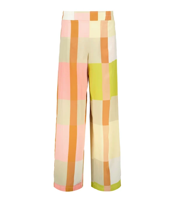 Momoni Pantalon Baccarat Soie Rose Jaune 1