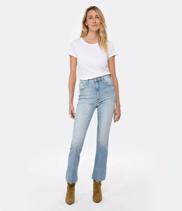 MOTHER Jean The Hustler Ankle Fray Denim Bleu Crossroads 4