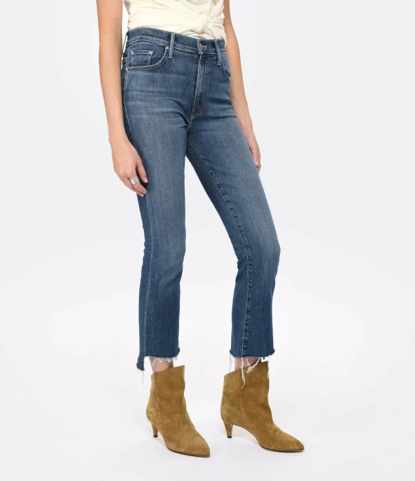 MOTHER Jean Insider Crop Step Fray Jean Denim Bleu Girl Crush 5