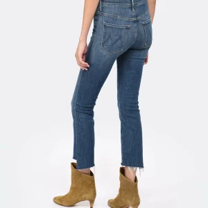 MOTHER Jean Insider Crop Step Fray Jean Denim Bleu Girl Crush 15