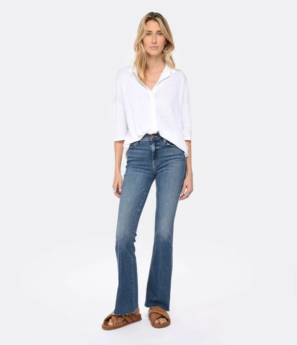 MOTHER Jean The Weekender Fray Jean Denim Bleu Walking On Coals 4