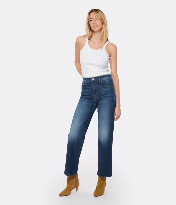 MOTHER Jean The Rambler Zip Ankle Superior Denim Bleu Let’S Wine About It 6