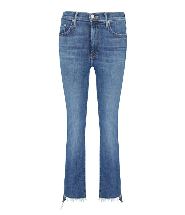 MOTHER Jean Insider Crop Step Fray Jean Denim Bleu Girl Crush 1