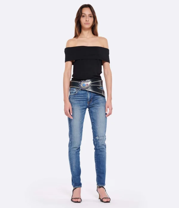 MOUSSY VINTAGE Jean MV Edgerton Skinny-L Denim Bleu Foncé 4