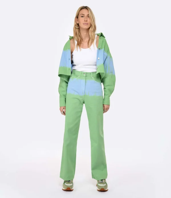 MSGM Pantalon Coton Vert 4