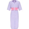 MSGM Robe Coton Bleu Rayures 16