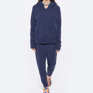 NILI LOTAN Sweatshirt Hoodie Janie Coton Bleu Marine 15