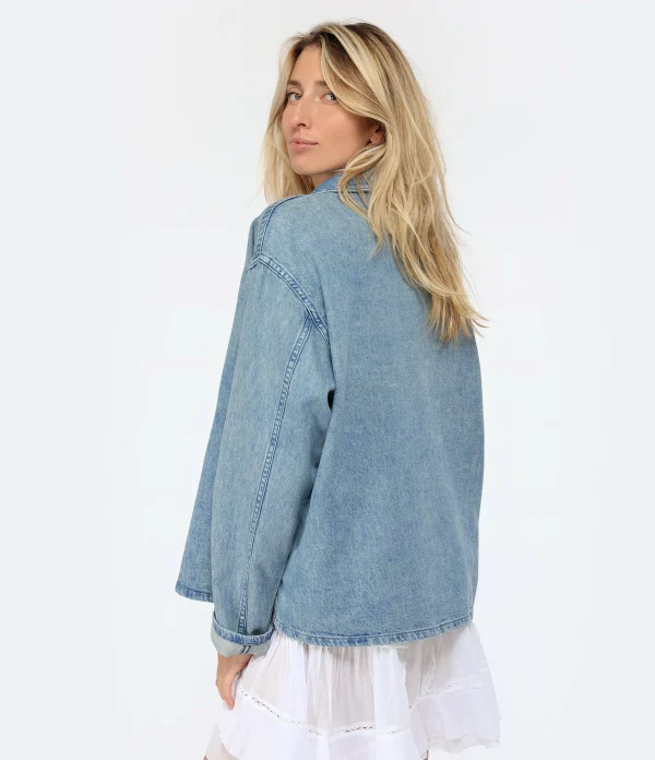 NILI LOTAN Blouse Harper Denim Bleu Délavé 5