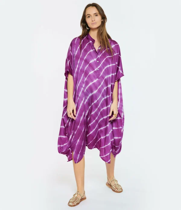 NOUS Robe Kaftan Sam Rayures Violet 4