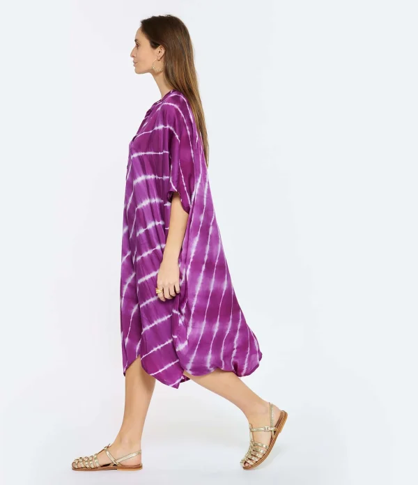 NOUS Robe Kaftan Sam Rayures Violet 5