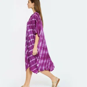 NOUS Robe Kaftan Sam Rayures Violet 13