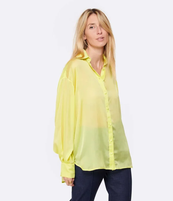 OUD Top Kristen Mousseline Soie Jaune Fluo 5