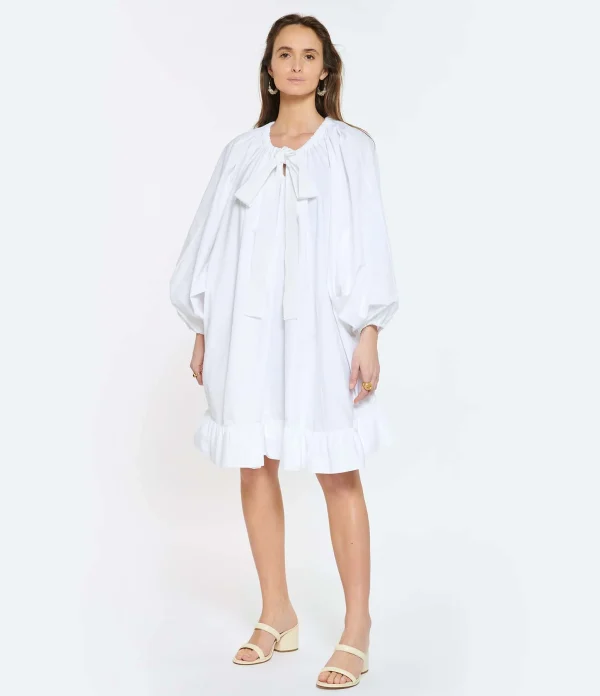 PATOU Robe Froufrou Coton Blanc 5