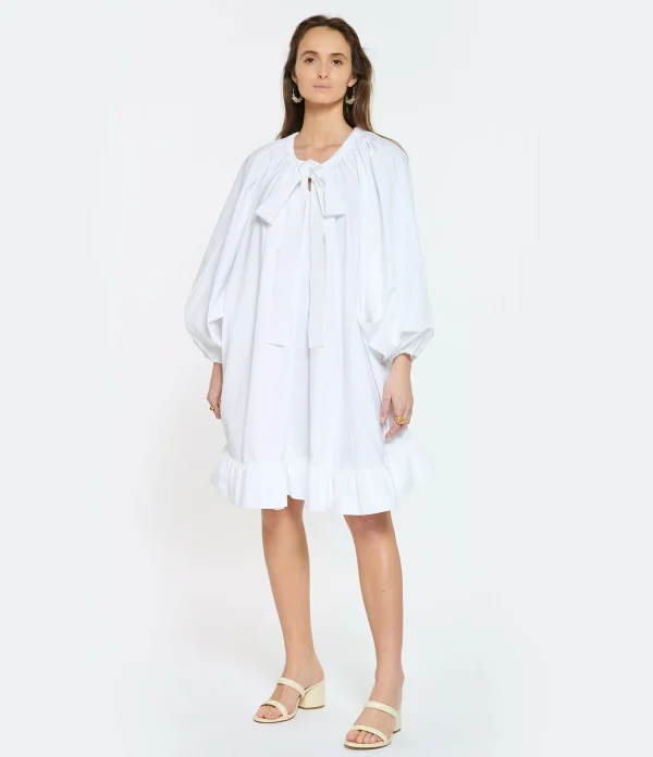 PATOU Robe Froufrou Coton Blanc 5