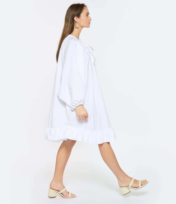 PATOU Robe Froufrou Coton Blanc 7