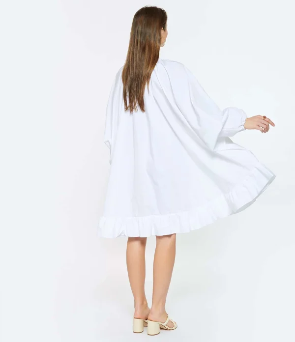 PATOU Robe Froufrou Coton Blanc 6