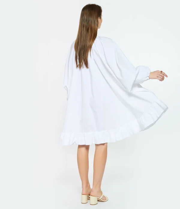 PATOU Robe Froufrou Coton Blanc 6