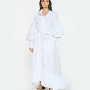 PATOU Robe Longue Painter Coton Blanc 17