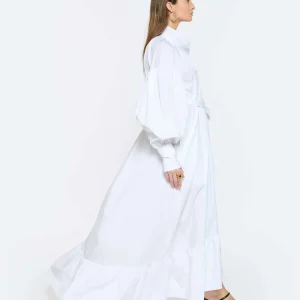 PATOU Robe Longue Painter Coton Blanc 19