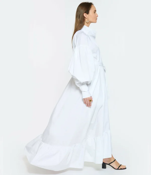 PATOU Robe Longue Painter Coton Blanc 7