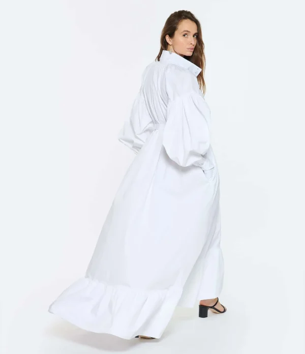 PATOU Robe Longue Painter Coton Blanc 8