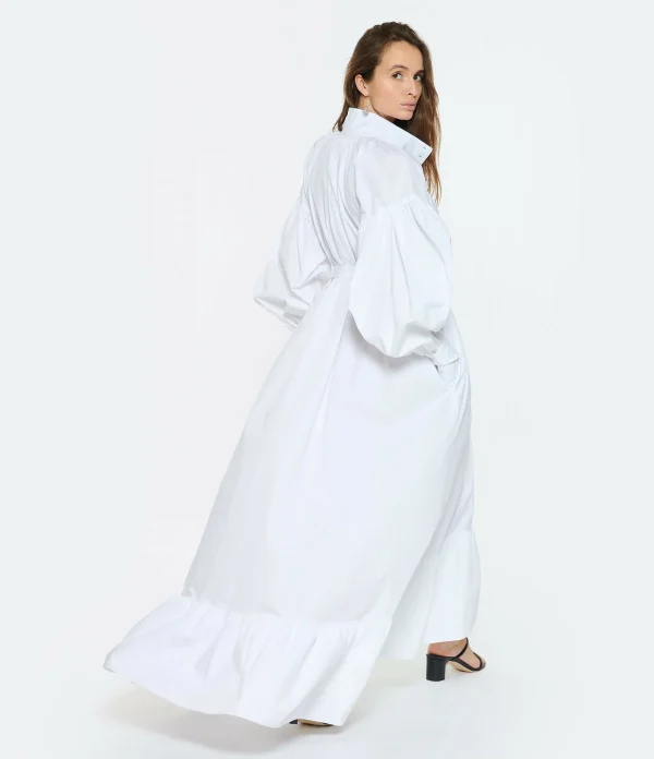 PATOU Robe Longue Painter Coton Blanc 8