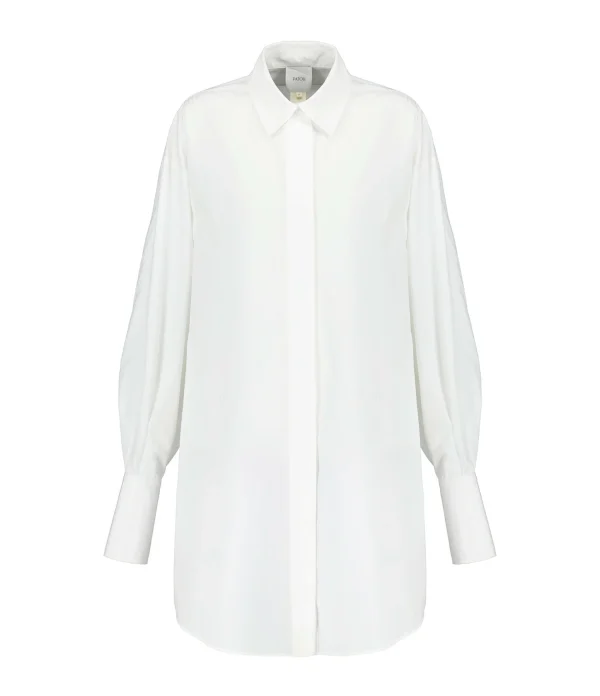 PATOU Robe Chemise Courte Coton Blanc Perle 1