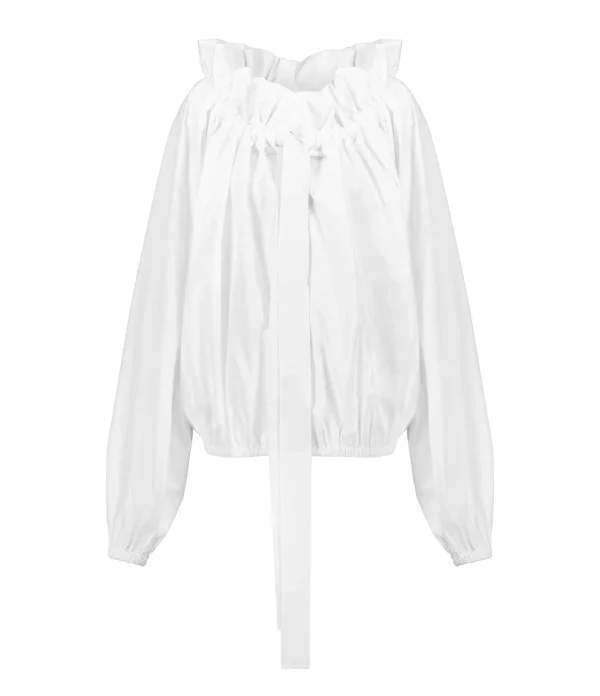 PATOU Blouse Manches Ballon Coton Blanc 1