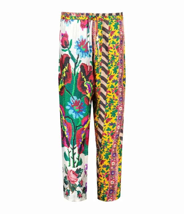 PIERRE-LOUIS MASCIA Pantalon Aloe Soie Imprimé Floral Multicolore 1