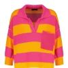 ROBERTO COLLINA Polo Rayures Coton Fuschia Orange 25