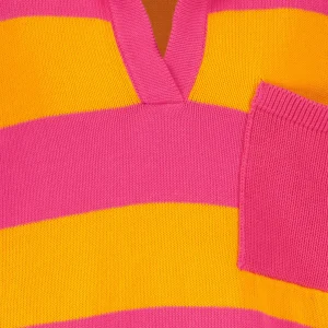 ROBERTO COLLINA Polo Rayures Coton Fuschia Orange 9