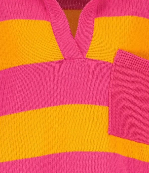 ROBERTO COLLINA Polo Rayures Coton Fuschia Orange 3