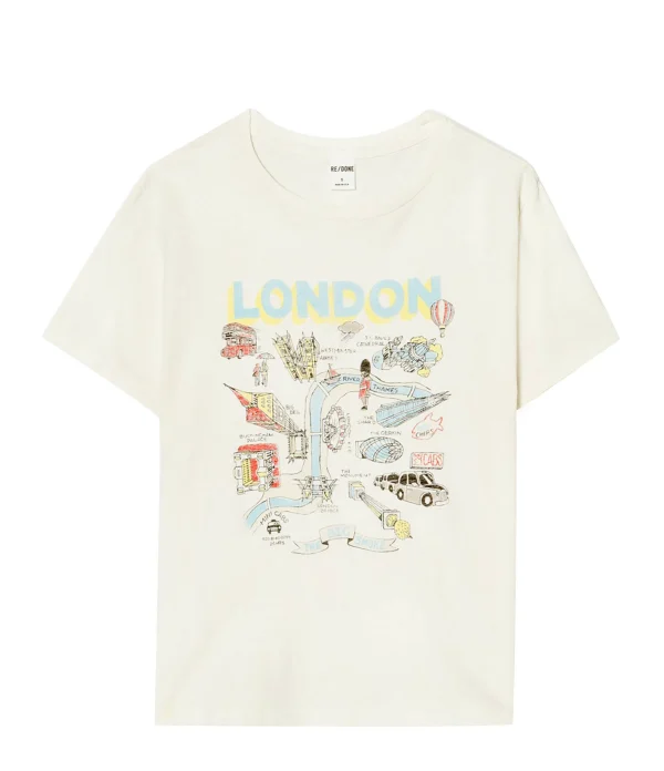 RE/DONE Tee-shirt London Coton Blanc Vintage 1