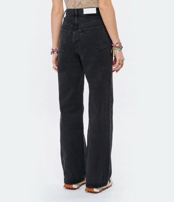 RE/DONE Jean 70s Ultra High Rise Wide Leg Denim Noir 6