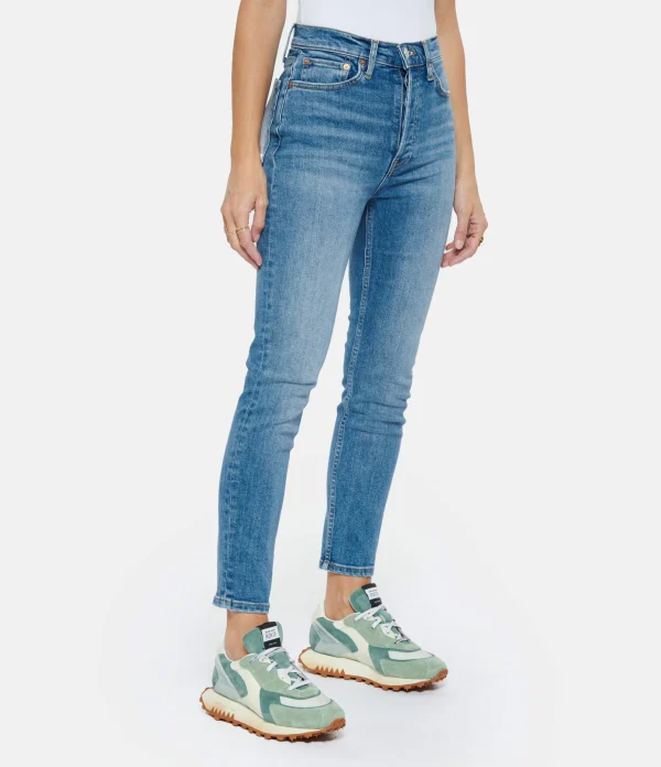 RE/DONE Jean 90s High Rise Ankle Crop Denim Bleu 5