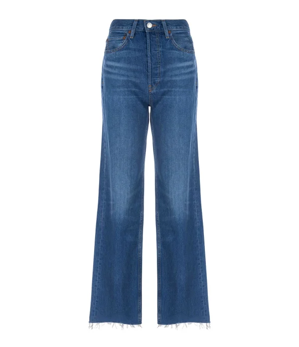 RE/DONE Jean 70s Ultra High Rise Wide Leg Broken Blue 1