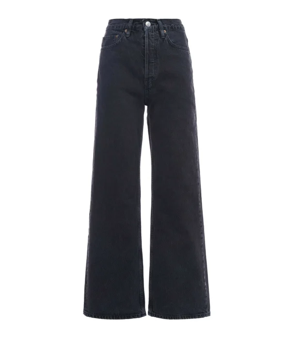 RE/DONE Jean 70s Ultra High Rise Wide Leg Denim Noir 1