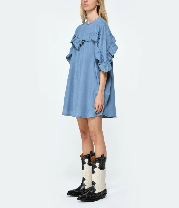 Roseanna Robe Coton Bleu 4