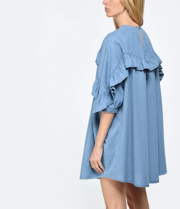 Roseanna Robe Coton Bleu 5