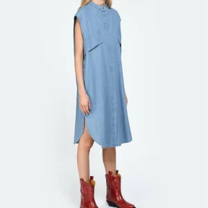 Roseanna Robe Coton Bleu 10