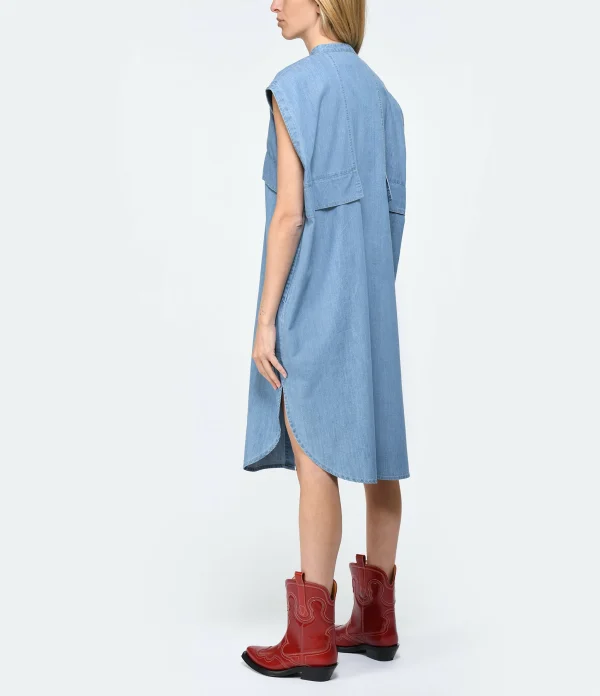 Roseanna Robe Coton Bleu 5